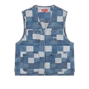 Supreme Blue and White Checkered Vest